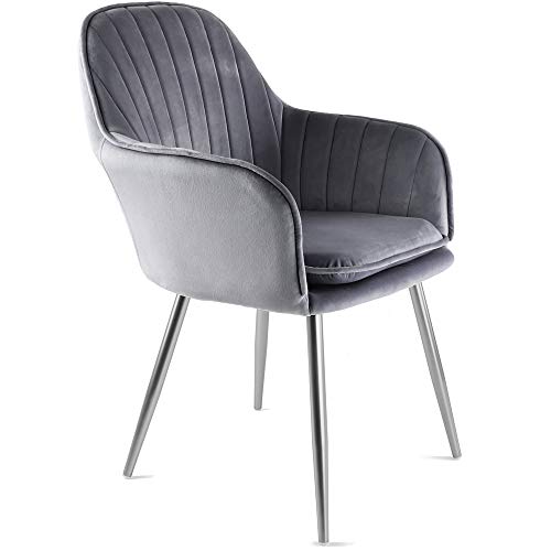 Genesis Muse Fauteuil tonneau en velours avec pieds en métal chromé (gris)