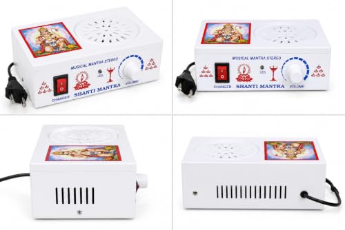 Image of V3Squared 35 in 1 Religious Mantra Chanting Machine, White Plastic Body with LED Light, Volume Control, Heavy Speaker, Plug and Play
