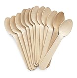 200 Biodegradable Wooden Spoons | Eco Friendly Disposable Cutlery, Compostable, 100% Natural Wood Utensils | Great for Soup, Desserts and Your Toddlers | Made from 100% Birch Wood