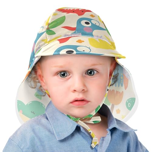 KLL Unisex Baby Beach Hat Baby Boys Caps Girls UV Protection Wide Brim Traveling Swim Hat Funny Cartoon Animals Colorful2