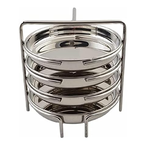 MyNaksha Stainless Steel Thatte Idly Stand with Plates for Pressure Cooker/Idli Maker/Cooker - 4Plates Cover