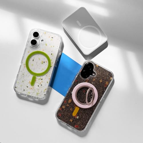 Coque transparente à paillettes iPhone 15 Pro style feuille verte chic - 4
