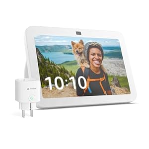 Echo Show 8 (3.ª generación, modelo de 2023) | Blanco + Meross Enchufe Inteligente Matter, compatible con Alexa – Kit de inicio de Hogar digital