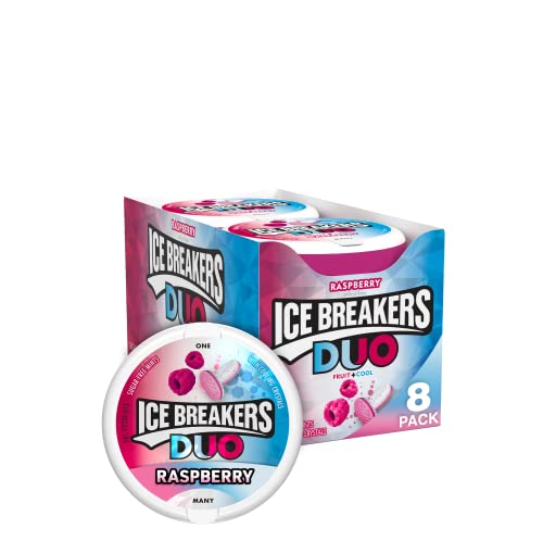 Ice Breakers Bonbons à la menthe à double face Ice Breaker Duo - Parfum de fraise - 35 g (Lot de 8)