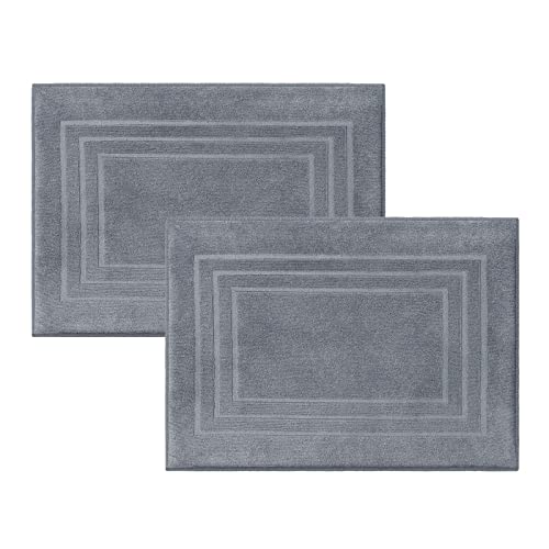 Class Home Collection 2er Pack Frottee Badvorleger | Doppelpack Duschvorleger 50x70 cm | Grau Cover