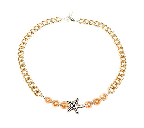 12 Inch Curvy Girls Silver Starfish Bead Chain Ankle Bracelet XL Plus Anklet