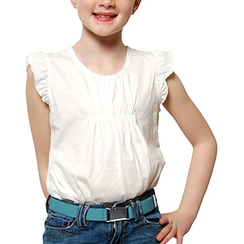 HOLD'EM children’s Elastic silver Buckle Belts Boys girls Toddler Size 2t 3t 4t 5t - Teal