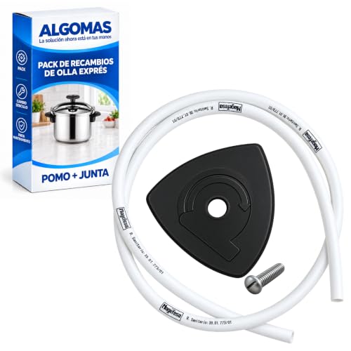 ALGOMAS® Pack Recambios Olla Express Compatible con Magefesa | Junta de Goma 92 cm + Pomo Triangular con Tornillo | Kit de Sustitución para Olla a Presión | Registro Sanitario 39.01.773/VI