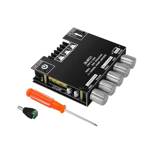 ZK-MT21 2.1 Channel Bluetooth Amplifier Board Mini 12V-24V Audio Amplifier with Subwoofer Output Bass Treble Control DIY Home TV Stereo Amp for Passive Speakers