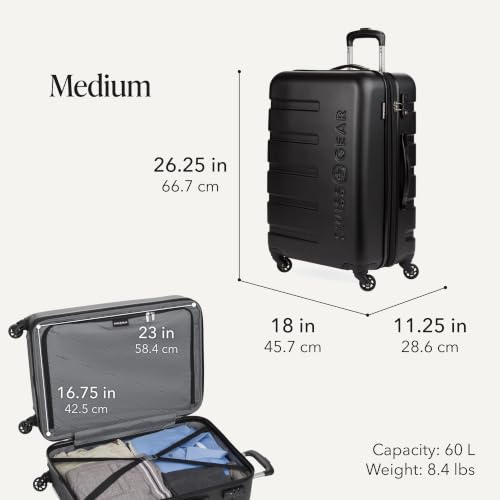 Image of SwissGear 7366, Black, 3-Piece Set (19 /23 /27), Signature Hardside Expandable Luggage With Spinner Wheels