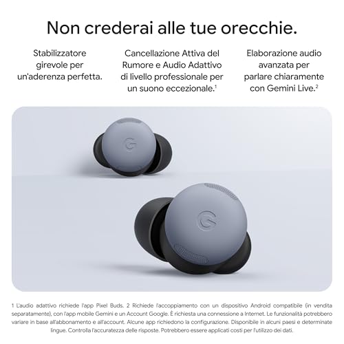 Pixel Buds Pro 2 - Auricolari wireless con cancellazione attiva del rumore - Cuffie Bluetooth - Grigio verde - Gadget - Immagine 1