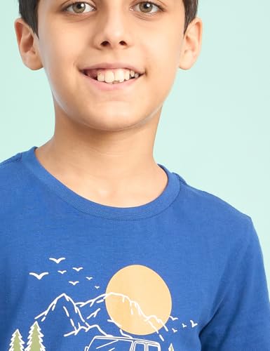 Image of Amazon Brand - Symbol Boys 100% Cotton Graphic Printed Half Sleeves T-Shirt | Age 6-14 Years