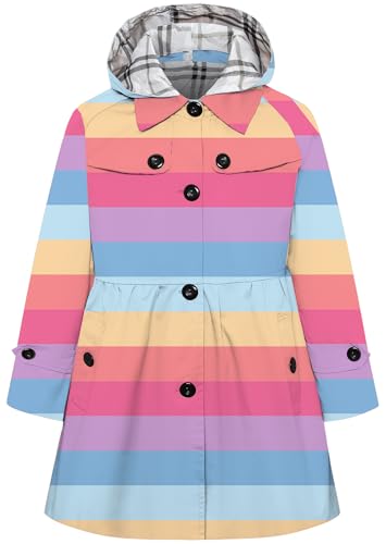 Image of Betusline Girl's Single Breasted Trench Coat Hooded Dress Coat Outerwear, 2-14 Years