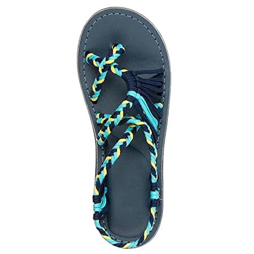 COTCLO Sandalias de verano Sandalias de verano Zapatos de mujer Color a juego Nudo de cuerda Sandalias de dedo del pie Sandalias cómodas Mujeres Zapatos de talla grande