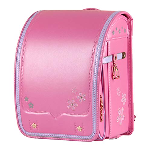 Star-Wind Randoseru Ransel backpack automatic Japanese school bag boys girls leather light weight Rain Cover(Pink)
