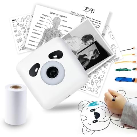 vretti Portable Thermal Printer,Bluetooth Mini Pocket Printer Compatible with Android & iOS,Wireless Pocket Picture Printer for iPhone Working Listing, Notes, Journal, Travel with 1 Rolls Paper. Cover