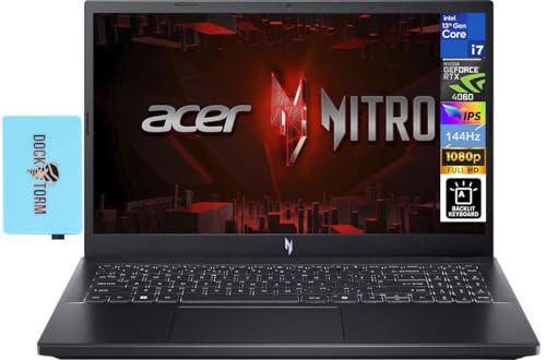 acer Nitro V Gaming Laptop de 15.6 pulgadas 144 Hz IPS FHD (Intel i7-13620H, GeForce RTX 4060 8GB, 64GB DDR5, 4TB PCIe SSD, KYB retroiluminado, WiFi 6, cámara web, Win 11 Home) con expansor de puerto