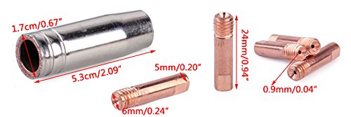 21pcs MB-15AK MIG/MAG Welding Torch Contact Tip 0.9 x 24mm Gas Nozzle Shroud Kit