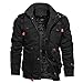 FNKDOR Manteau Homme Automne Hiver Plus Velours Chaud Militaire Pilote Veste Loisirs Drawstring Coupe-Vent Blouson Jacket à Poches (Noir,2XL=FR(56))