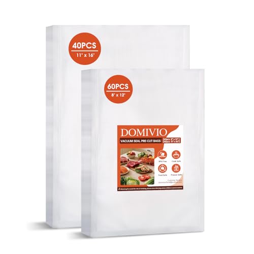 Image of 100PCS Vacuum Sealer Bags Set, 60 Quart 8 inch x 12 inch & 40 Gallon 11 inch x 16 inch, Pre-Cut Food Saver Bags for Vacuum Sealer Machine, BPA-Free Storage Bags for Freezer Meal Prep & Sous Vide