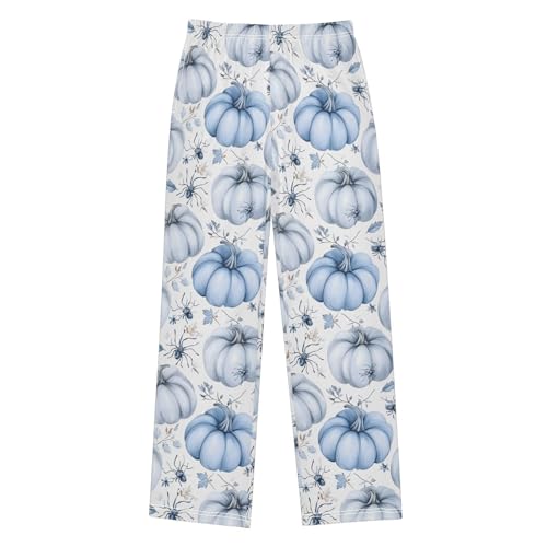 Pajama Pants Watercolor Blue Pumpkin Spiders PJ Bottoms Sleepwear Lounge Sleep Pant with Pockets