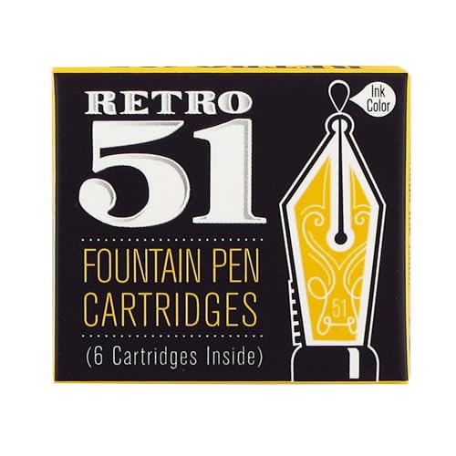 Recharge stylo plume Retro 51 Noir en lot de 6 cartouches pour écriture fluide au quotidien