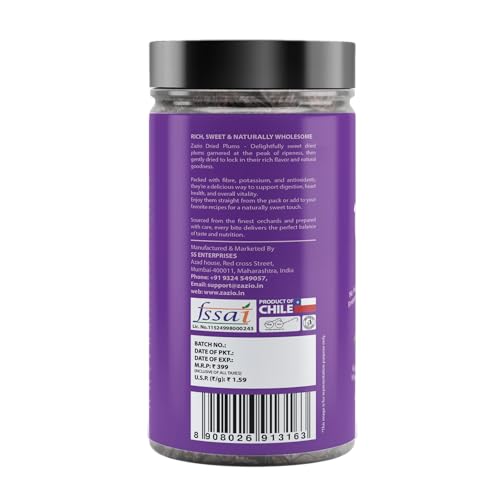 Image of Zazio Dried Prunes | RICH, SWEET & NATURALLY WHOLESOME PLUMS | Antioxidant Rich, Super Food, Dried Prunes, Pitted Prune | 250gm (Pack of 1)