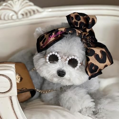 KUDES Cute Dog Sunglasses Pearl Dog Sunglasses Small Medium Breed Girl Holiday Party Pet Costume Accessories