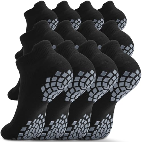 Pilates Grip Socks - Cushioned Slipper Non-Slip Grippy for Women Men Yoga - Barre Workout Hospital Sticky Socks