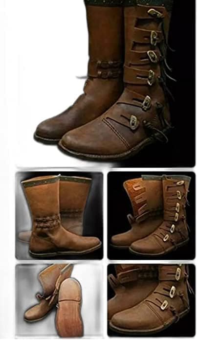 Medieval Leather Shoes Medieval Leather Loafer Boot Caribbean Pirate Costume boot genuine leather Wood buckle
