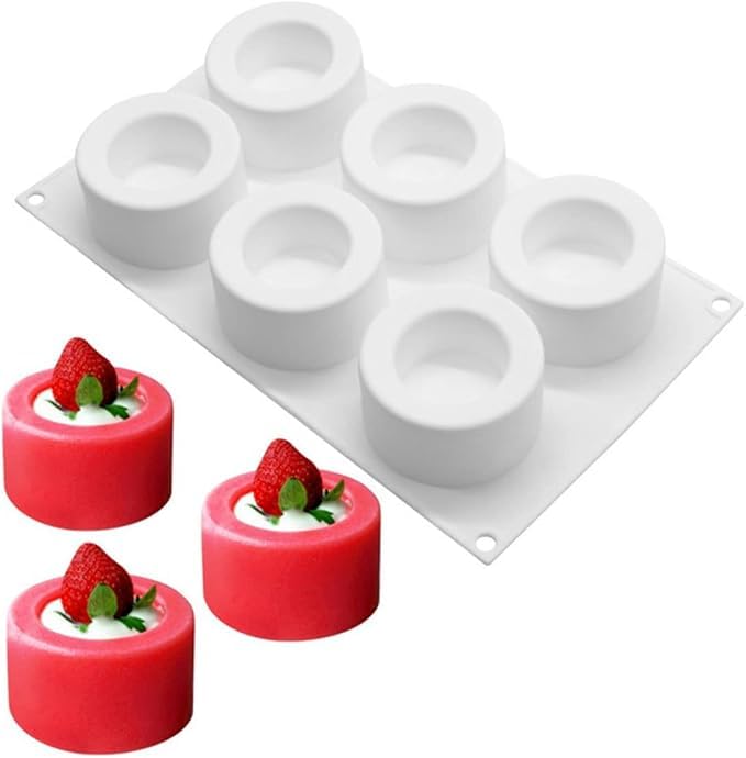 Husaini Mart | 6 Holes Pudding Cup Art Cake Mould Pan 3D Silicone Mold Mousse Chocolate Mould Reusable Muffin Moulds, Small Cake Mould for Cheesecakes, Quiches, Muffins and Other Delicious