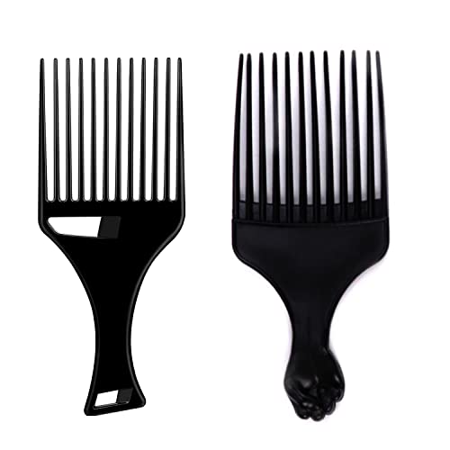Lot de 2 peignes à cheveux afro en plastique noir démêlant afro pour homme et femme (Noir) Cover