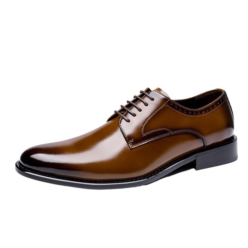 Classic Lace-up Formal Tuxedo Shoes Men's Dress Shoes Leather Formal Business Oxford Shoes Brogue Wingtip Retro Dress Shoes for Men Anti-Slip Low Top Non Slip Prom