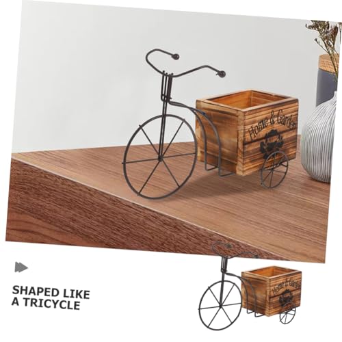 Pot à crayons rétro tricycle en bois, cadeau déco idéal - 4