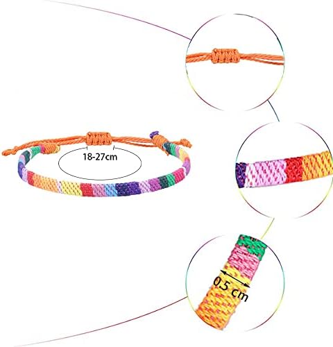 12 PCS Friendship Bracelets Braided Boho Bracelets Beach Bracelets Adjustable Bracelets Wristbands Anklet for Men & Women Wristbands Christmas Valentine Thanksgiving Favors