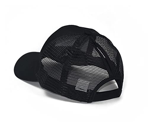 NeuFashion Ponycap Messy High Bun Ponytail Adjustable Mesh Trucker Baseball Cap Hat, Black, One Size - Thumbnail 2