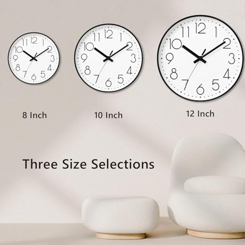 Image of DAXSMY Wall Clock 8 Inch White Decorative, Battery Operated Silent