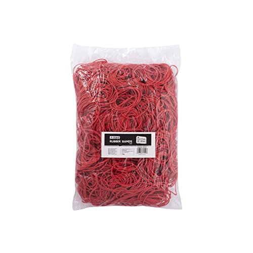 D.RECT - Gummibänder, 1kg Beutel, 50mm Durchmesser Breit 1.5mm Gummiring Bänder für Haushalt, Arbeit, Büro wiederverwendbar haltbar langlebig stabil Rot