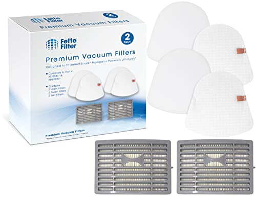 Fette Filter – Vacuum Filter Kit Compatible with Shark Navigator Powered Lift-Away, 2 HEPA and 2 Foam & 2 Felt Filter Sets for Models #'s NV581, NV581Q, NV586 Compare to Part # XFFT580, XHEP580.