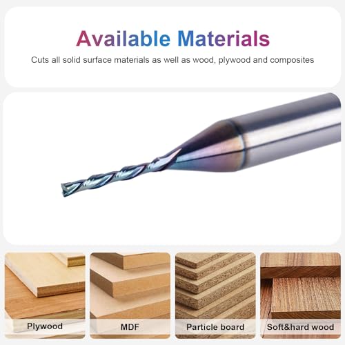 SpeTool 1/16 Inch Down Cut CNC Router Bits 1/4 Inch Shank Carbide Spiral Downcut End Mill for Wood Inlay Slot Carving Engraving. by SpeTool - Image 4