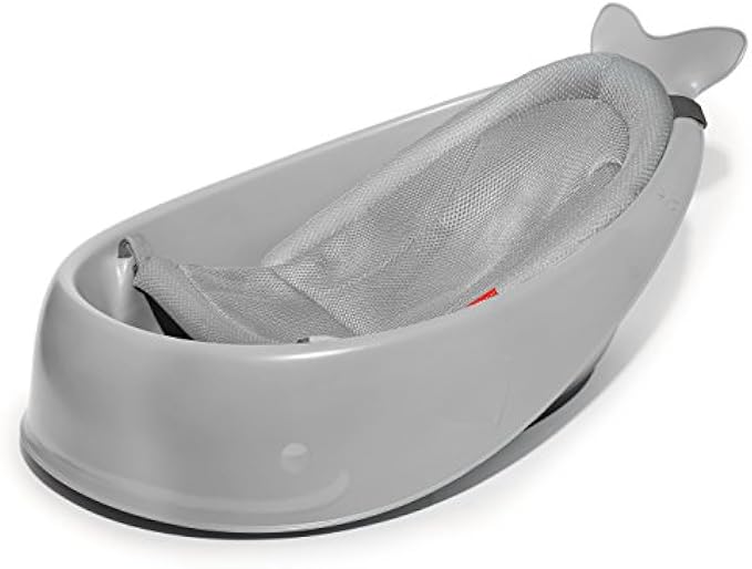 Skip Hop Baby Bath Tub, 3-Stage Smart Sling Tub, Moby, Grey