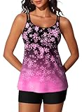 Summer Mae Womens Tankini Swimsuits 2025 Two Piece Bathing Suits Tummy Control Ruched Swim Suits with Shorts Swimwear Blossom Pink 12