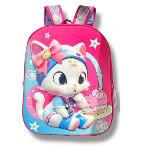 Mochila Escolar Infantil Alto Relevo 3D, Gatinho, Bolsa de Costas, Creche