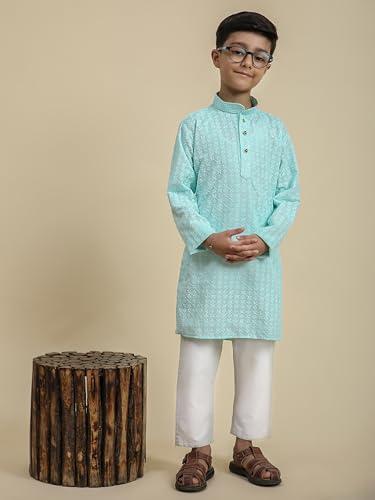 Image of Pro-Ethic Style Developer Men Silk Striped Father Son Matching Ethnic Wear Embroidery Mirror Work Kurta Pyjama Set |(Combo)B-117