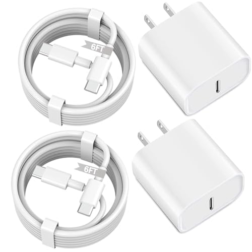 iPhone 16 15 Fast Charger, 2-Pack 20W USB C Wall Charger Plug with 6FT Type C High-Speed Fast Charging Cable for Apple iPhone 16 Pro Max/Pro/Plus,iPhone 15 Pro Max/Pro/Plus/iPad Pro/Mini/AirPods 2024