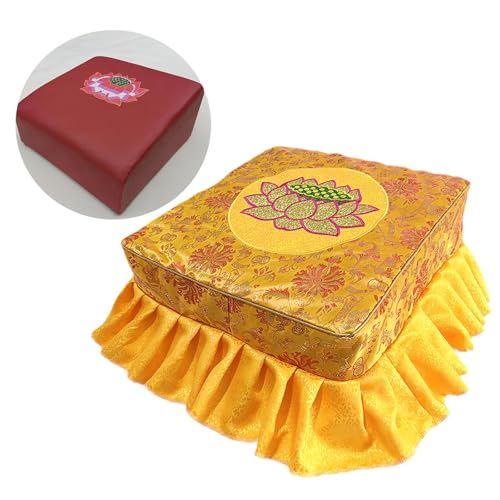 Yiju Kneeling Stool Kneeling Bench with Washable Cover Gift Comfortable Flat Seat Buddha Meditation Floor Seat for Deep Meditation, Yellow Set4