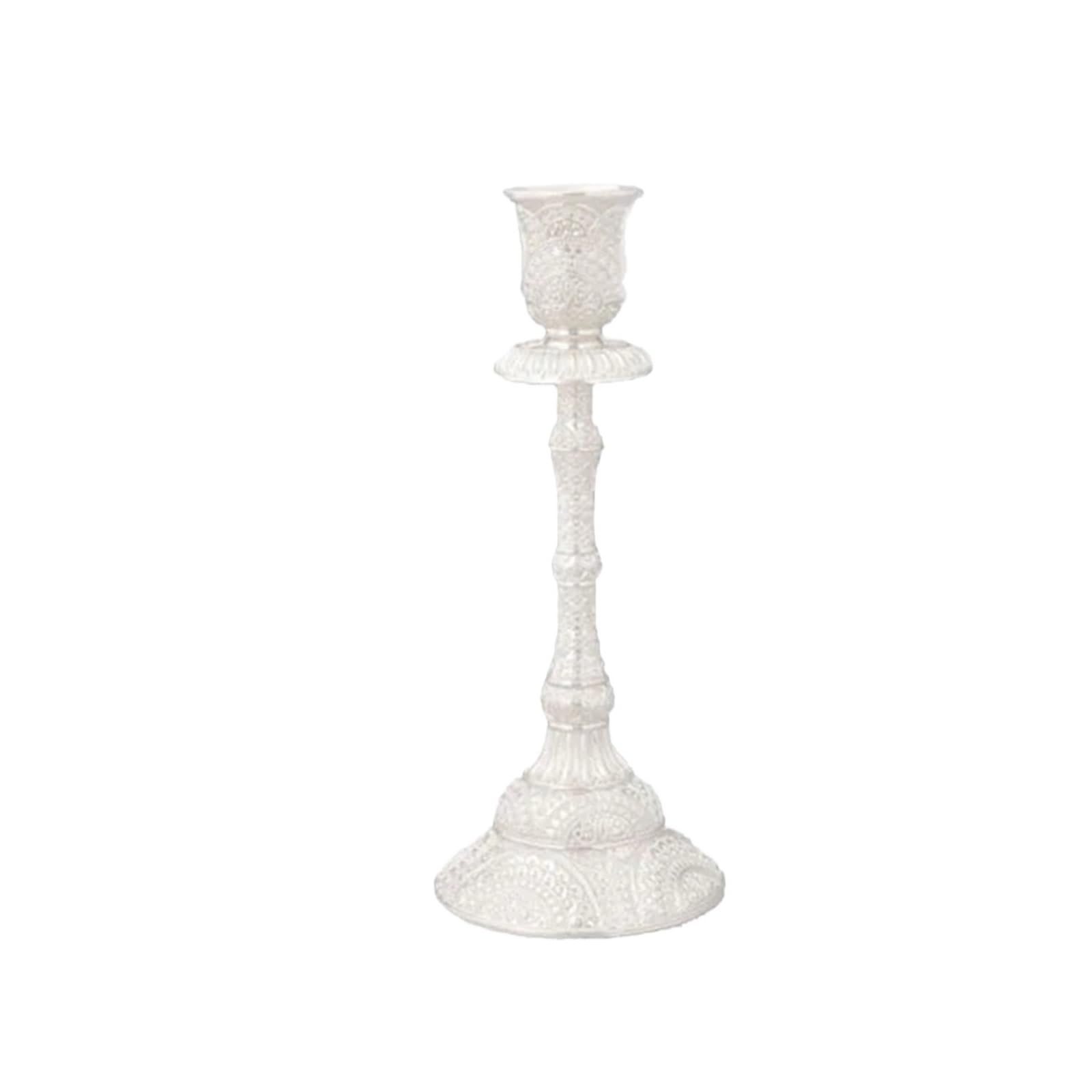 2Pcs Candle Holder Candlesticks Candles Silver Wedding Stand Table Home Decoration For Desktop Decoration(Silver,8x8x19cm)