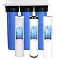 PERCOLA 3-Stage Whole House Water Filtration System, with 5 Micron 20" x 4.5" Sediment, KDF & ACB Filters, Reduces Sediment, Chlorine Taste & Odor, Heavy Metals, 100,000 gallons?1" Inlet/Outlet