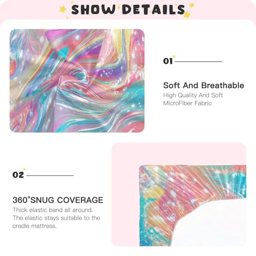 Image of Crib Sheet Breathable Soft Crib Mattress Sheet for Baby Toddler Boys Girls Fitted Crib Sheet Fit Standard Crib Mattress 52 x 28 Inch Pink Liquid Gradient