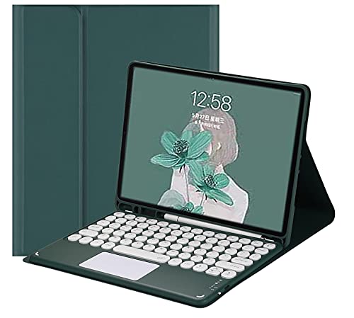 Keyboard Case for Samsung Galaxy Tab A7 10.4 inch 2020, Round Key Touchpad Magnetic Detachable Wireless Bluetooth Keyboard with S Pen Holder Slim Smart Folio Kickstand (Tab A7, GarkGreen) -  GOOVEN